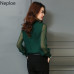 Chiffon Blouse 2019 New Women Tops Long Sleeve Stand Neck Work Wear Shirts Elegant Lady Blouses Casual Solid Color Blusas 32746