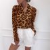 Chiffon Blouse Long Sleeve Sexy Leopard Print Blouse Turn Down Collar Lady Office Shirt Tunic Casual Loose Tops Plus Size Blusas