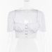 Cryptographic square collar fashion hooks women tops and blouses shirts sexy crop tops cropped shirts puff sleeve short clothes