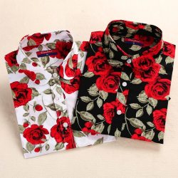 Dioufond Long Sleeve Blouse Women Cotton Vintage Floral Plus Size Female Blouse Fashion Women Shirt Clothing Spring Autumn Tops