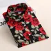 Dioufond Women Cherry Blouses Long Sleeve Shirt Turn Down Collar Floral Blouse Plus Size 5XL Women Vintage Cotton Shirt