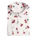 Dioufond Women Cherry Blouses Long Sleeve Shirt Turn Down Collar Floral Blouse Plus Size 5XL Women Vintage Cotton Shirt
