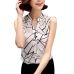 EFINNY Summer Women Tops Casual Sleeveless V-Neck Fashion Women Blouse Shirt Chiffon Print Blouses Ladies Blusas