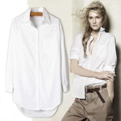 Elegant Long Blouse White Shirt Women Ladies Office 100% cotton Shirts Casual Cotton Blouse Fashion Blusas Femininas 0.24