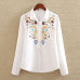 Embroidery White Cotton Shirt 2019 Autumn New Fashion Women Blouse Long Sleeve Casual Tops Loose Shirt Blusas Feminina plus size