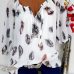 Fashion 5XL Plus Large Size Women's Blouses Summer Tops New Leisure Blouse White Loose Feather Print V Neck Half Sleeve Shirts