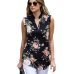 Fashion Vintage Floral Print Blouse Shirt 2019 Summer Sleeveless Chiffon Blouse Sexy V Neck Women Shirts Casual Loose Chemise