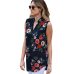 Fashion Vintage Floral Print Blouse Shirt 2019 Summer Sleeveless Chiffon Blouse Sexy V Neck Women Shirts Casual Loose Chemise