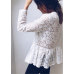 Fashion Women Boho Beach Holiday Summer Loose Casual Chiffon Lace Ruffled Embroider White Tops Femme Ladies Mesh Blouse