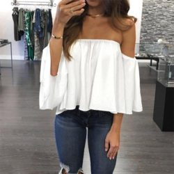 Fashion Women Off Shoulder Top Long Sleeve Pullover Casual Blouse Hals Langarm Chiffon Schulter Chiffon Blouse 2018 G1