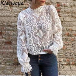 Fashion Women Oversize Lace Blouse Shirt 2019 Ladies Loose Shirts Lovely Girls Sweet Short Blouse Female Party Chic Tops femme