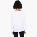 Fashion Womens Casual White V Neck Long Sleeve Black Side Chiffon Blouse Shirt Work Wear Women Tops