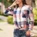 Fashion womens tops and blouses Female Casual Matching Color Long Sleeve Button Loose Plaid Shirt Top blusas mujer de moda 2019