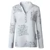 Feitong Women Letters Printing Blouses Fashion Ladies Chic V Neck Button Long Sleeve Shirt Tops Blouse blusas mujer de moda 2019