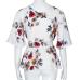 Feitong Women's Blouse Plus Size Sexy V Neck Floral Print Flare Sleeve Belted Surplice Peplum Tops And Blouse blusas feminina