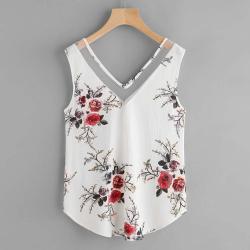 Free Ostrich Women Chiffon Shirt Floral Casual Sleeveless Blouse 2019 summer tops  Fashion D10