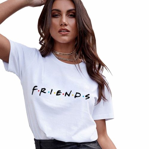 Friends Tv Blouses Women Harajuku Short Sleeve White Print Letter Chemise Femme Blusas Female Fashion Tee Casual Lady Shirts