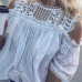 Hollow Out Blouse Off Shoulder Lace Ruffle Tops Solid Color Short Sleeve Women Blusas Femininas Clothing