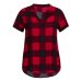 ISHOWTIENDA New Arrival Women Shirts  Plaid Printed Short Sleeve V-Neck Irregular Hem Blouse Ladies Blouses Female blusas mujer