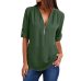 LASPERAL New Solid Zipper Shirt Loose Plus Size Long Sleeve Chiffon Blusas Tops Women Sexy V Neck Casual Summer Blouse Gift