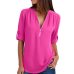 LASPERAL New Solid Zipper Shirt Loose Plus Size Long Sleeve Chiffon Blusas Tops Women Sexy V Neck Casual Summer Blouse Gift