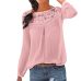 Lace Patchwork Shirt Women Casual Long sleeve Tops Blouse Solid Color Large size Ladies Loose Tops Shirts Female Blusas /PT