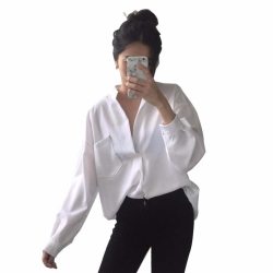 Long Sleeve Woman blouse White shirt Ladies Pocket Shirt Women Casual Tops Plus Size Elegant Female White Blouse