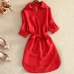 Long Summer Women Shirt Casual Red Women Blouse 2019 Solid Long Ladies Blouse Chiffon Long Tops For Women Tunic chemisier femme