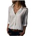 Lossky Women Tops Blouses 2018 Autumn Elegant Long Sleeve Solid V-Neck Chiffon Blouse Female Work Wear Shirts Blouse Plus Size