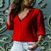 Lossky Women Tops Blouses 2018 Autumn Elegant Long Sleeve Solid V-Neck Chiffon Blouse Female Work Wear Shirts Blouse Plus Size