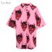 Lychee Harajuku Demon Print Summer Women Blouse Punk Gothic Casual Loose Short Sleeve Shirt Tops Female