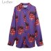 Lychee Harajuku Demon Print Summer Women Blouse Punk Gothic Casual Loose Short Sleeve Shirt Tops Female