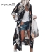 MoneRffi Women Summer Chiffon Kimono Cardigan Long Sleeve Floral Print Blouses Loose Boho Blusa Shirts Plus Size Shirt 2019