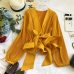 Neploe Ruched Pleated Ruffles Blusa Sashes Vintage Grace Women Blouse 2019 Spring Autumn New Fashion Elegant V-Neck Shirt 69273