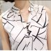 New 2018 Summer Chiffon Blouse shirt Women Printed Sleeveless White top Blouses Shirts Female Office tops