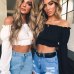 New 2018 Summer Fashion Sexy Off Shoulder Short Crop Chiffon Blouse Women Long Sleeve Slash Neck Shirts Blouses Female Tops