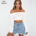 New 2018 Summer Fashion Sexy Off Shoulder Short Crop Chiffon Blouse Women Long Sleeve Slash Neck Shirts Blouses Female Tops