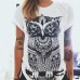 New Fashion Summer Women's Blouses Short Sleeve Q-Neck Owl Print Blouse Shirts Harajuku Women Blusas Tops Casual Blusas Feminina