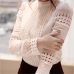 New Women Blouses Slim Bottoming Long-sleeved White Shirt Lace Hook Flower Hollow Plus Size S-5XL