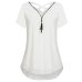 OEAK Fashion V-Neck Short Sleeve Back Cross Summer Chiffon Women Blouses Tops 2018 Casual Zipper Female Shirts Plus Size 5XL