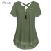 OEAK Fashion V-Neck Short Sleeve Back Cross Summer Chiffon Women Blouses Tops 2018 Casual Zipper Female Shirts Plus Size 5XL