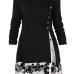 Plus Size 5XL Draped Floral Long Tunic Shirts Long Sleeve O-Neck Buttons Embellished Women Blouse Spring Casual Tops Tee