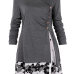 Plus Size 5XL Draped Floral Long Tunic Shirts Long Sleeve O-Neck Buttons Embellished Women Blouse Spring Casual Tops Tee