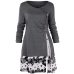 Plus Size 5XL Draped Floral Long Tunic Shirts Long Sleeve O-Neck Buttons Embellished Women Blouse Spring Casual Tops Tee