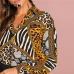 SHEIN Going Out Multicolor Ornate Print Collar Long Sleeve Shirt Pullovers Top Autumn Modern Lady Women Tops And Blouses