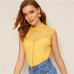 SHEIN Keyhole Back Guipure Lace Mock-Neck Women Blouse Ladies Tops Summer Casual Sleeveless Stand Collar Solid Blouse