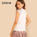 SHEIN Keyhole Back Guipure Lace Mock-Neck Women Blouse Ladies Tops Summer Casual Sleeveless Stand Collar Solid Blouse