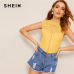 SHEIN Keyhole Back Guipure Lace Mock-Neck Women Blouse Ladies Tops Summer Casual Sleeveless Stand Collar Solid Blouse