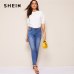 SHEIN Ladies Casual Green Puff Sleeve Keyhole Back Solid Top And Blouse Women 2019 Summer Workwear Half Sleeve Elegant Blouses