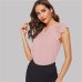 SHEIN Notched Neck Guipure Lace Cap Sleeve Blouse OL Summer V Neck Solid Raglan Sleeve Casual Womens Tops And Blouses